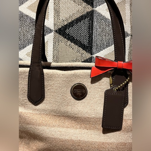 Coach Signature Stripe Wool Lunch Tote - Picture 2 of 16